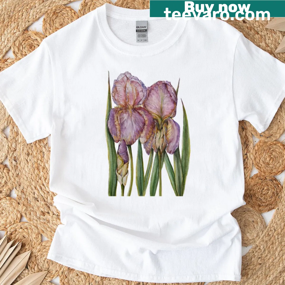 Minimalist design featuring the Sentinel Iris — on a men's t-shirt