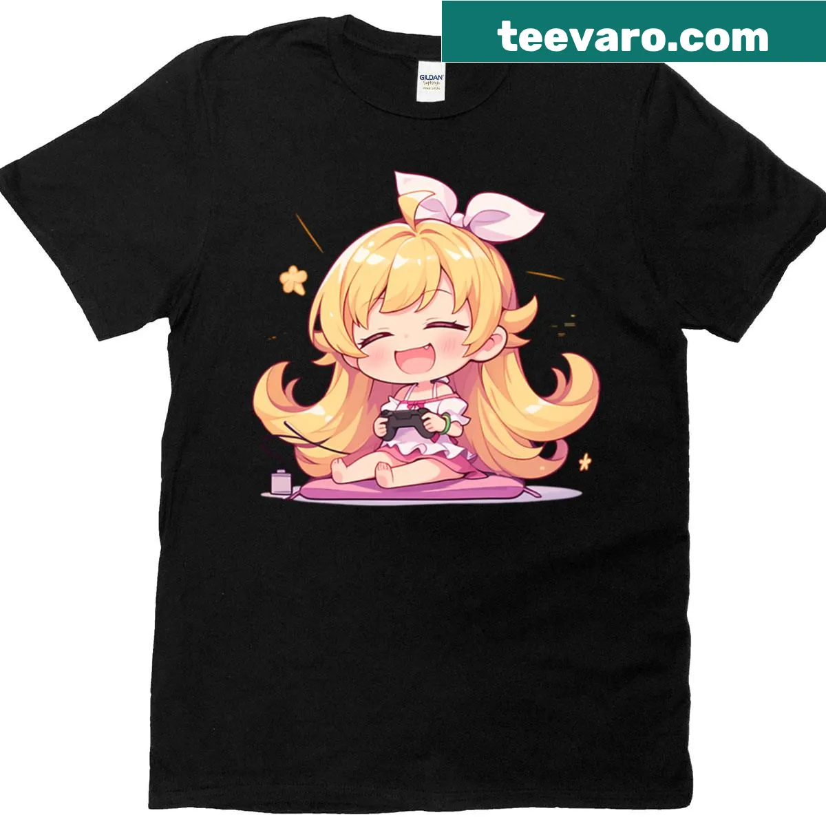 Chibi Shinobu Oshino T-shirt with playful anime design — on a men's t-shirt
