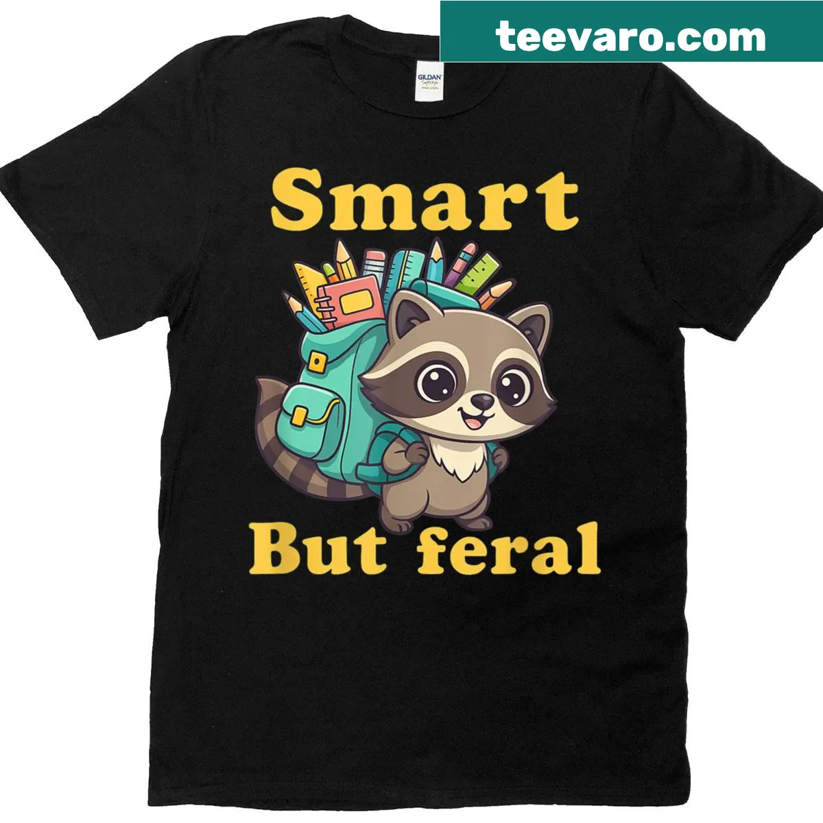 Bold 'Smart But Feral' back-to-school t-shirt for girls — on a men's t-shirt