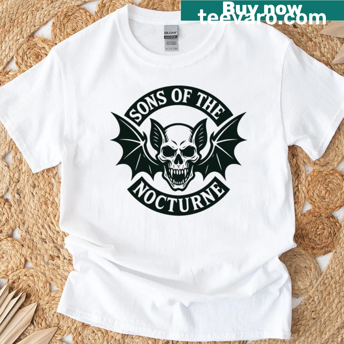 Gothic biker skull graphic T-shirt with intricate design — on a men's t-shirt