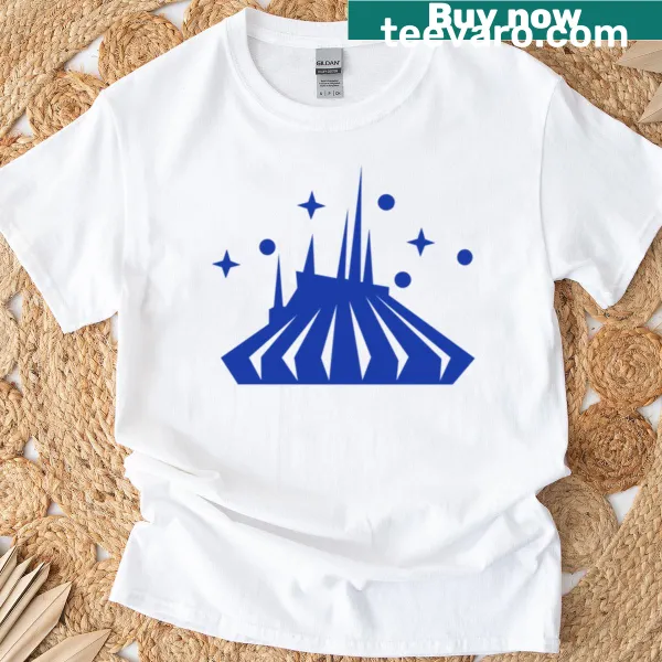 Space Mountain illustration on a minimalist t-shirt