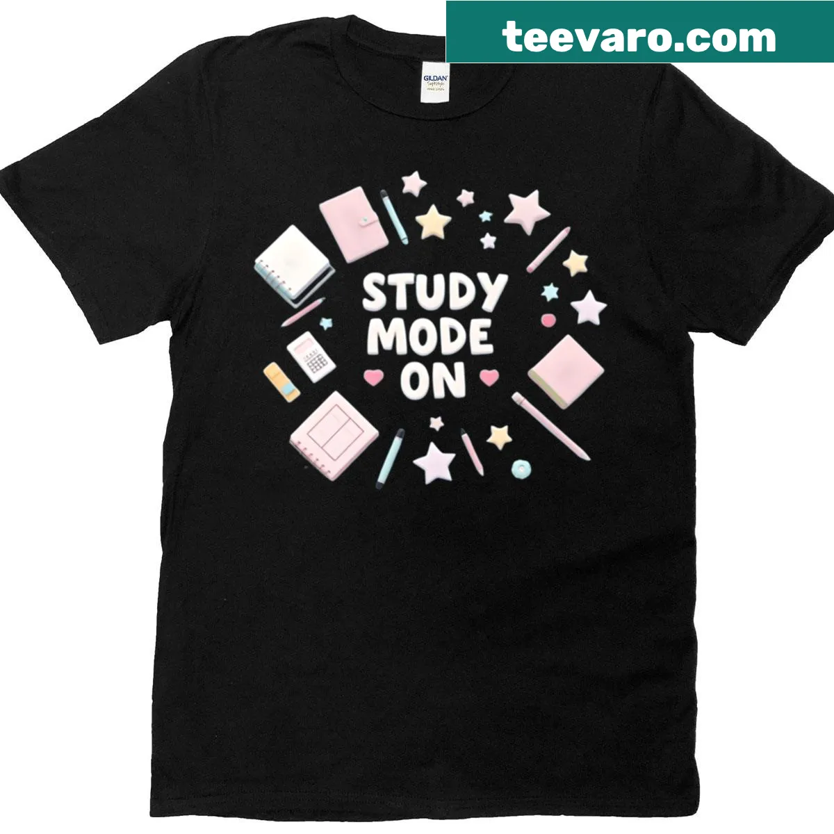 Cute pastel school supplies design with motivational text — on a men's t-shirt