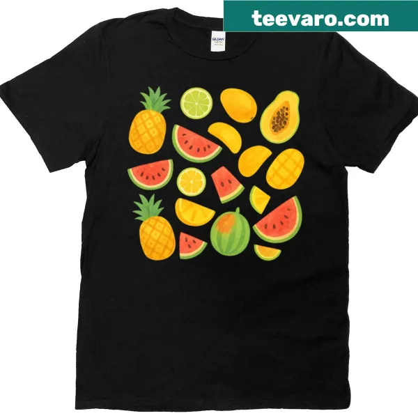 T-shirt featuring playful illustrations of summer fruits