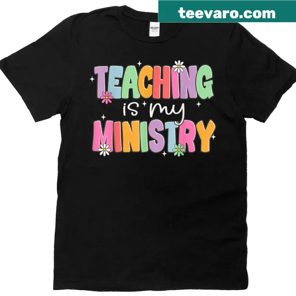 Floral design with a faith message on a teacher's T-shirt