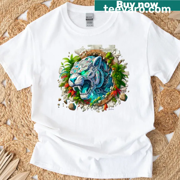 Futuristic T-shirt featuring a graphic of a cyber jaguar.