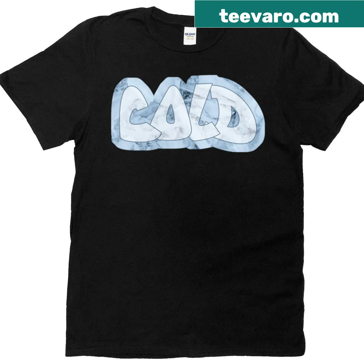 Graffiti style T-shirt featuring the word Cold in bold letters — on a men's t-shirt