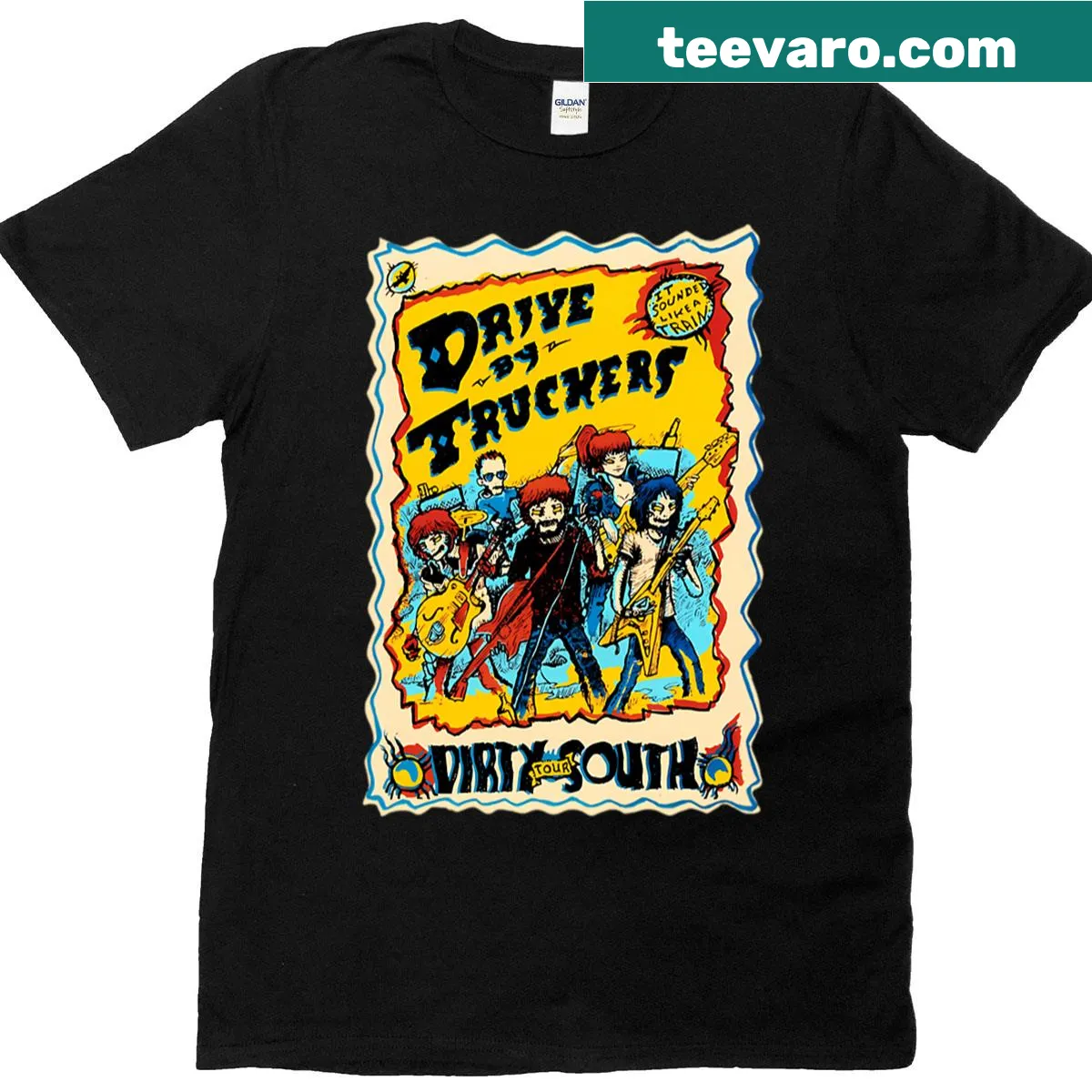 Truckers Tour 2021 T-shirt featuring a playful trucking concept design. — on a men's t-shirt