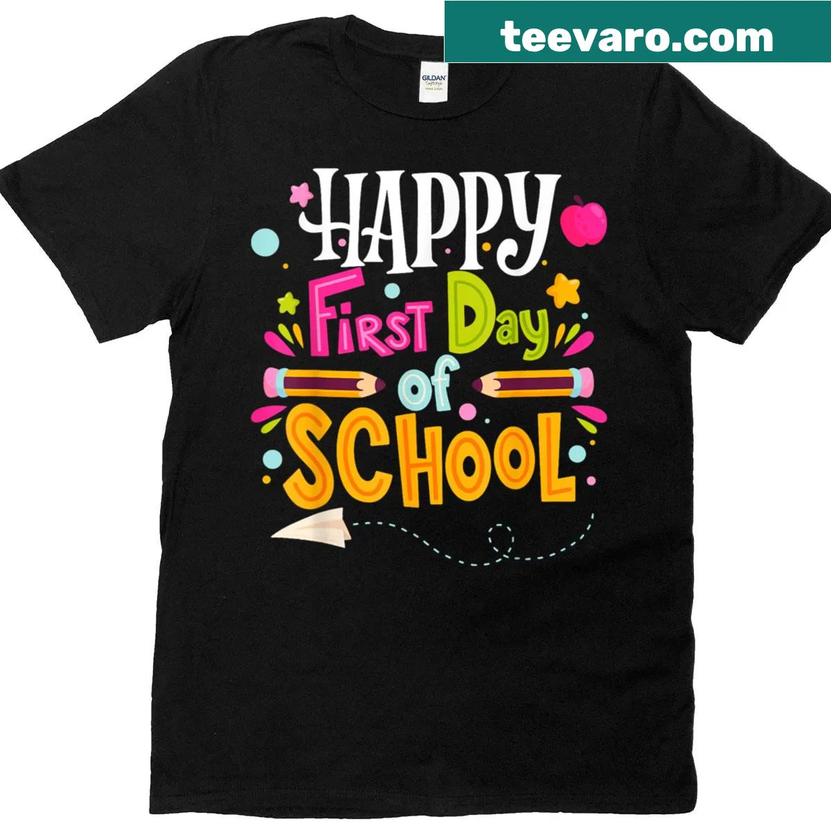 Illustrative tee welcoming teachers and students back to school. — on a men's t-shirt