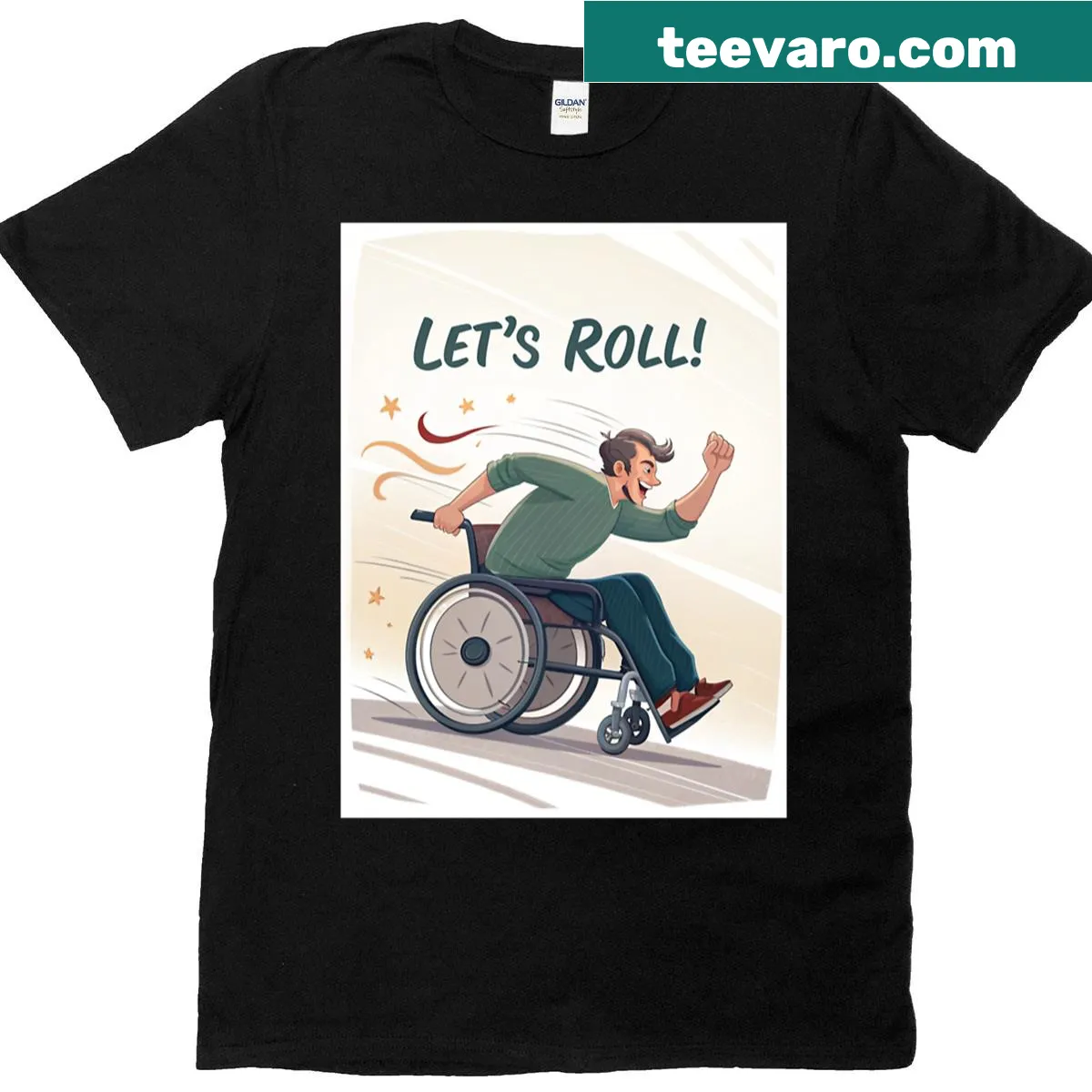 Minimalist T-shirt with the text Wheelchair 1 — on a men's t-shirt