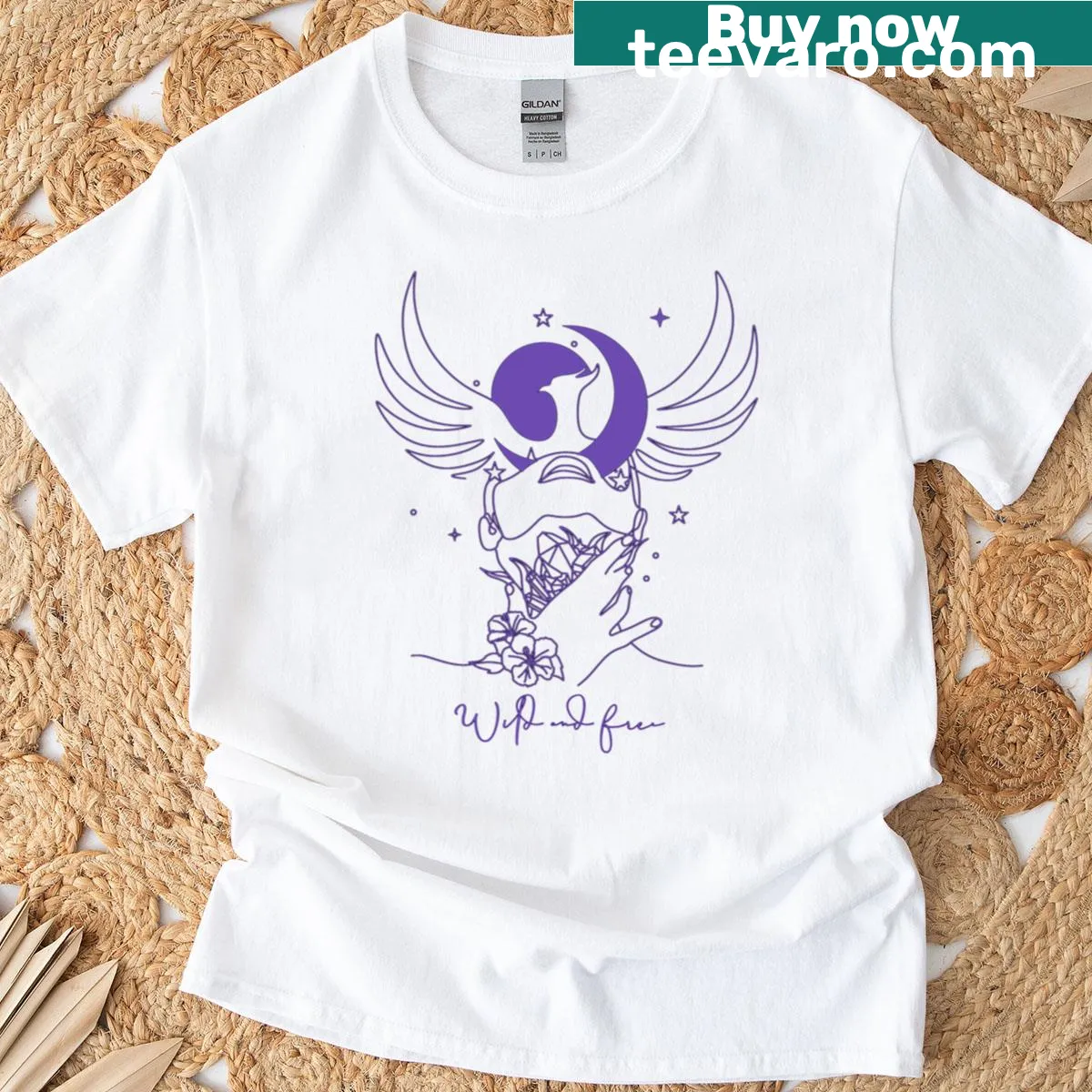 Wild And Free t-shirt with bold text, celebrating freedom — on a men's t-shirt