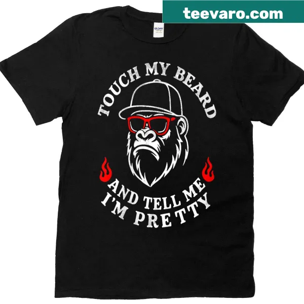 Humorous T-shirt with monkey graphic saying about beards