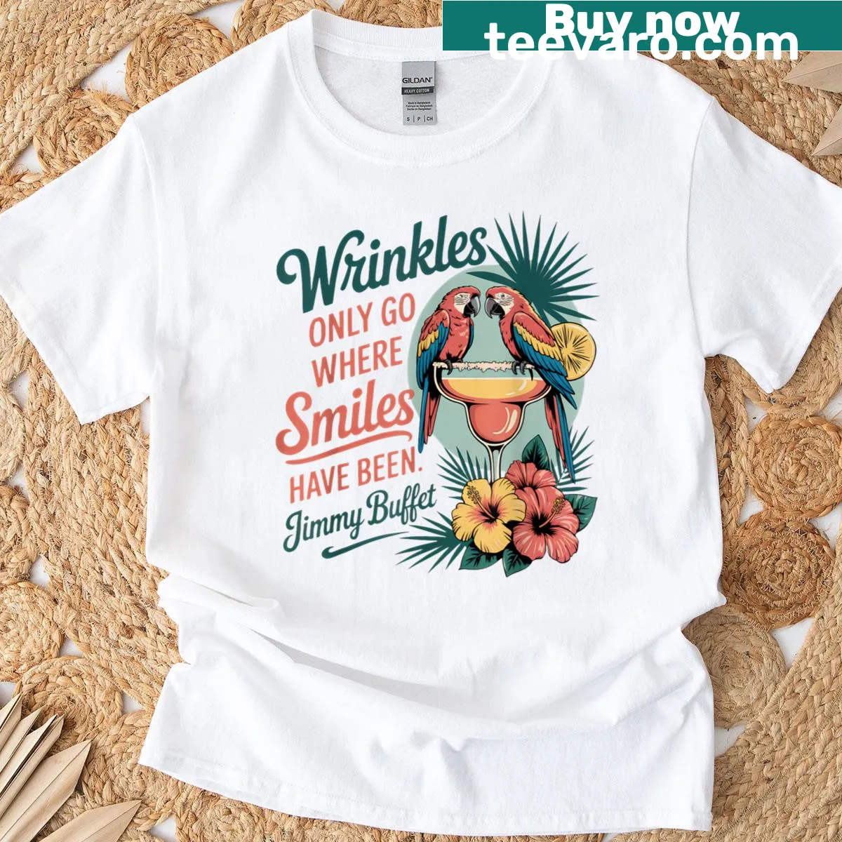 Inspirational t-shirt with the phrase about smiles and wrinkles — on a men's t-shirt