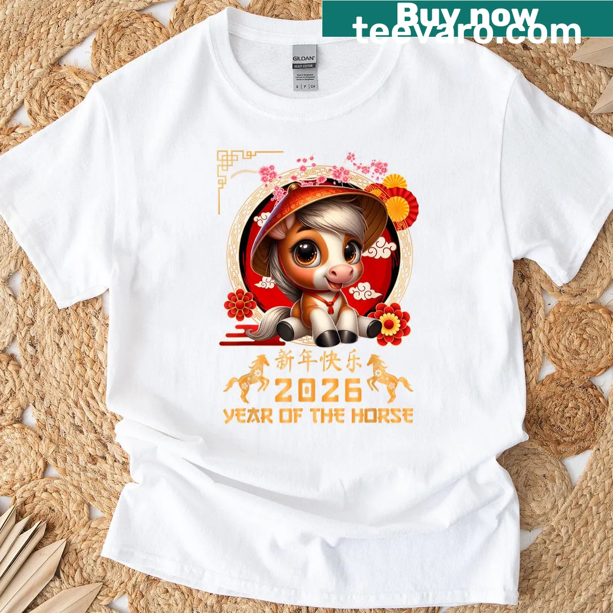 Boys T-shirt featuring a horse for the Year Of The Horse 2026 — on a men's t-shirt