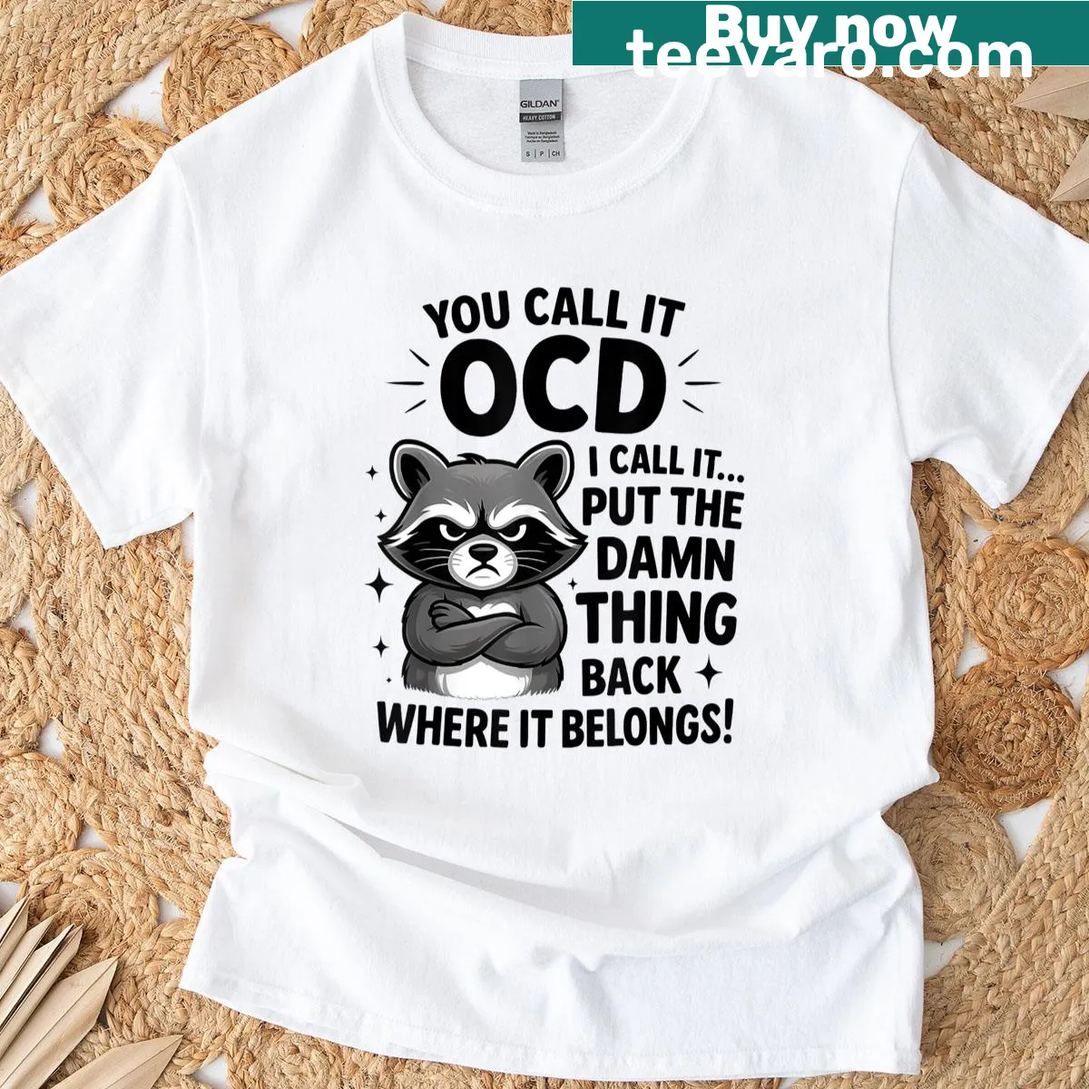 Mental health t-shirt with the phrase about OCD and organization — on a men's t-shirt