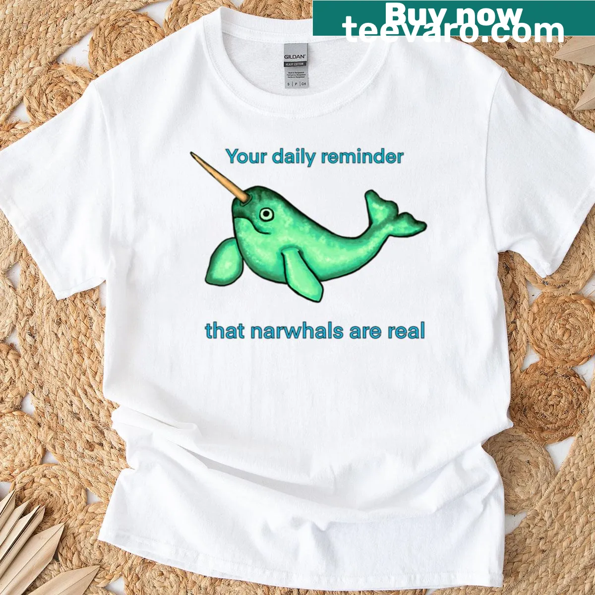 Fun shirt with a reminder that narwhals are real — on a men's t-shirt