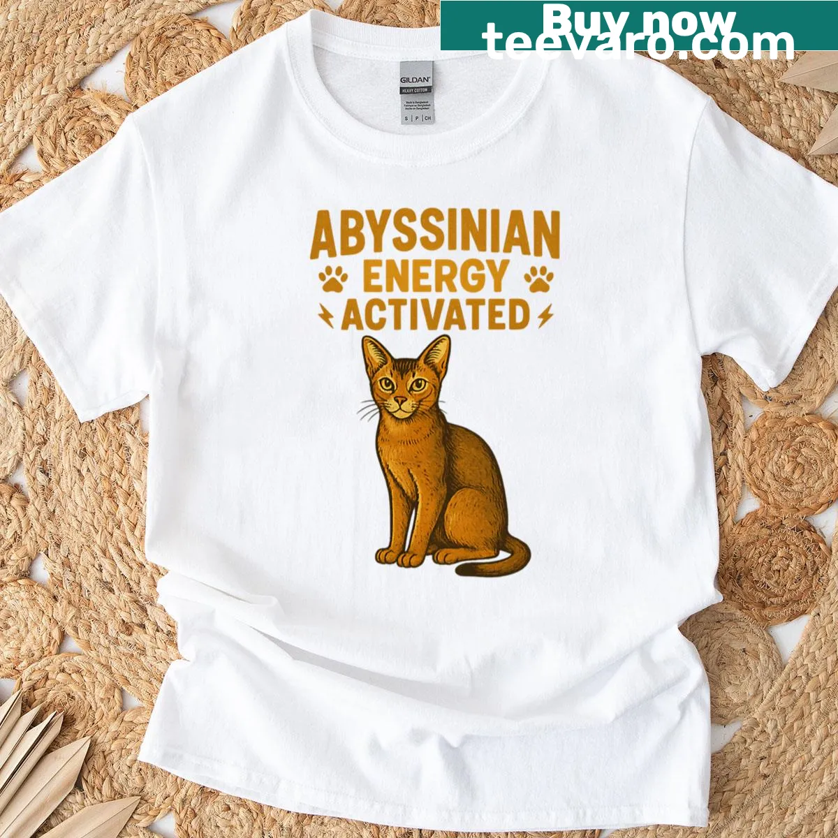 Vintage typography t-shirt with 'Abyssinian Energy Activated' quote — on a men's t-shirt