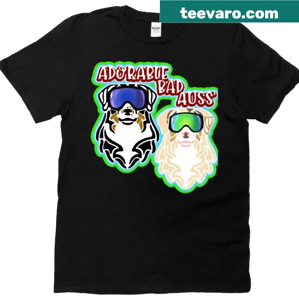Cute illustration of a bad Australian Shepherd on a T-shirt