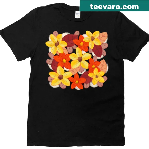 Illustrated t-shirt featuring autumn flowers