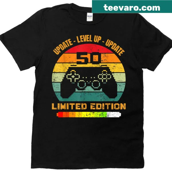 Retro gaming design with 'Level Up' text on a T-shirt