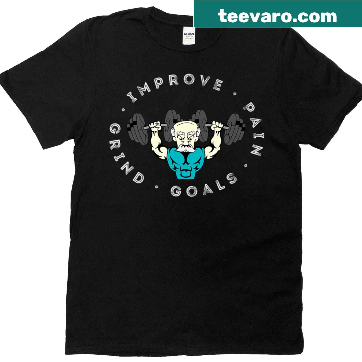 Bold text on a T-shirt inspiring resilience for grandpas — on a men's t-shirt