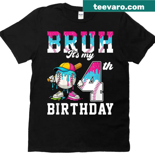 Funny baseball-themed shirt with drip style design for boys