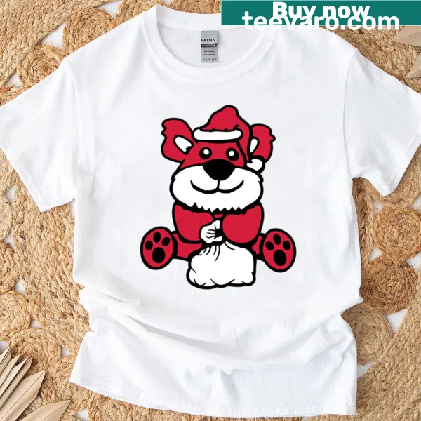 Funny bear graphic wearing a Christmas hat