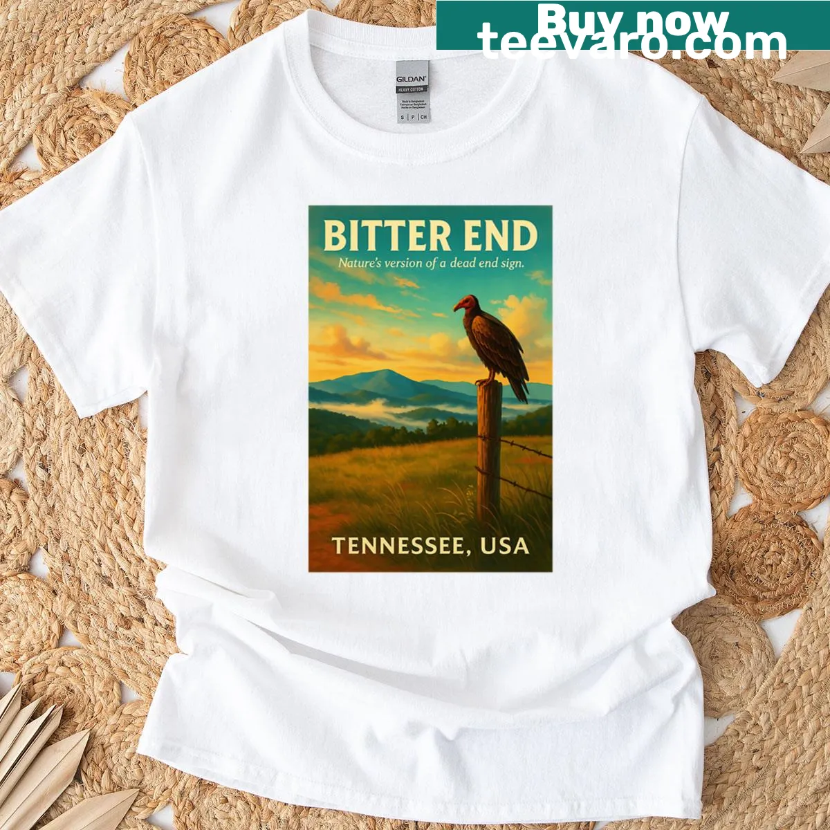 Illustration of Tennessee landscape on a T-shirt — on a men's t-shirt