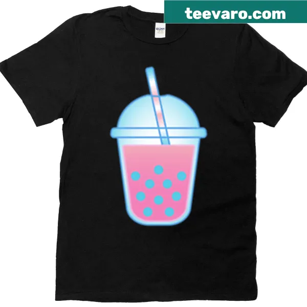 Illustration of a boba tea drink on a casual t-shirt