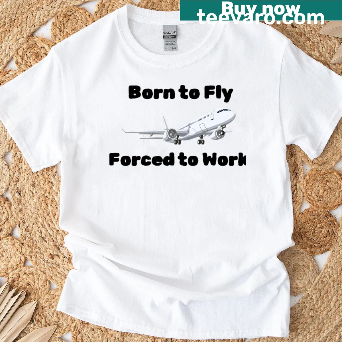 Aviation-themed funny t-shirt about flying and work — on a men's t-shirt