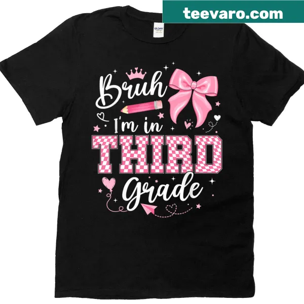 Cute t-shirt for girls with 'I'm in 3rd Grade' and a bow design