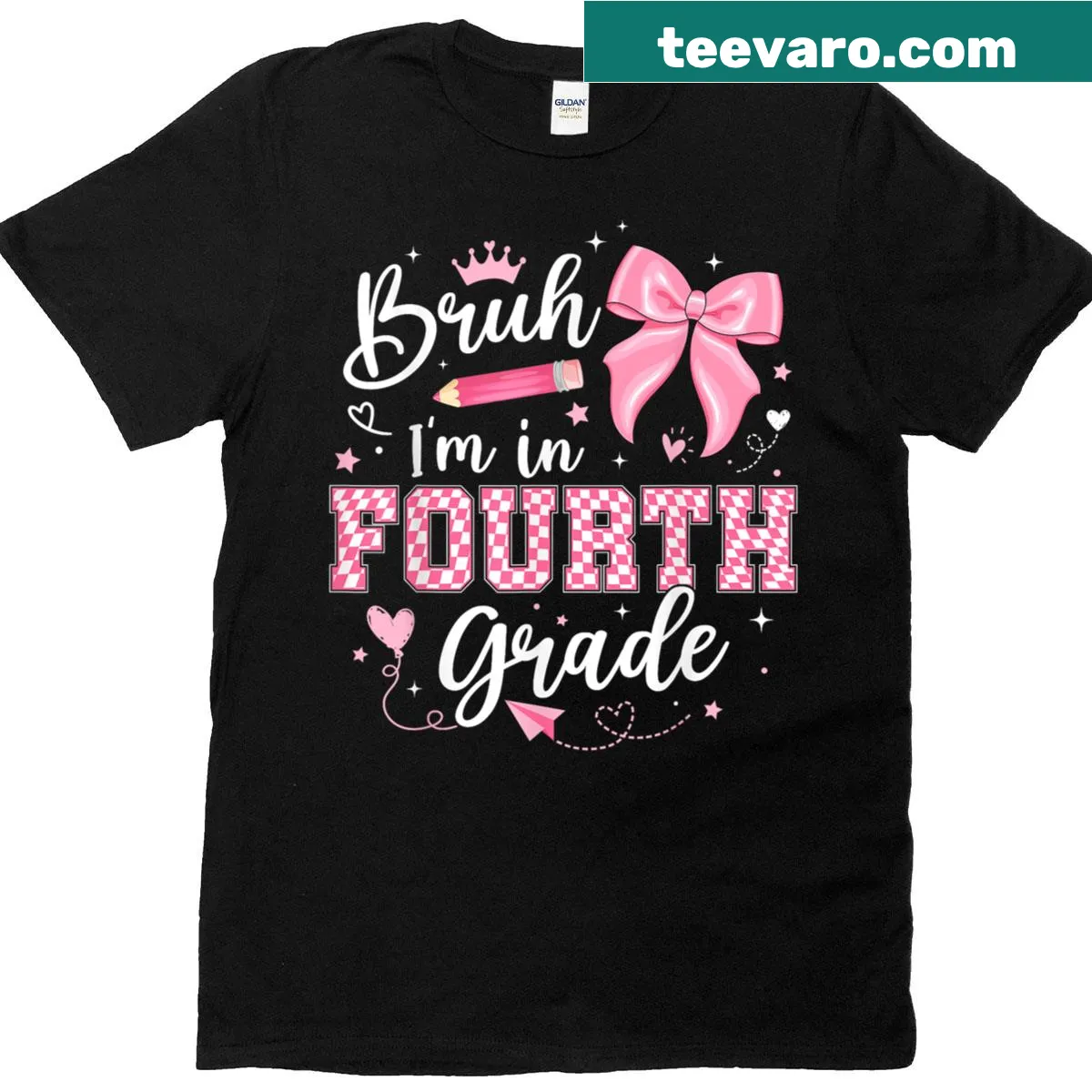 Coquette bow graphic on a fun girls' 4th-grade T-shirt — on a men's t-shirt
