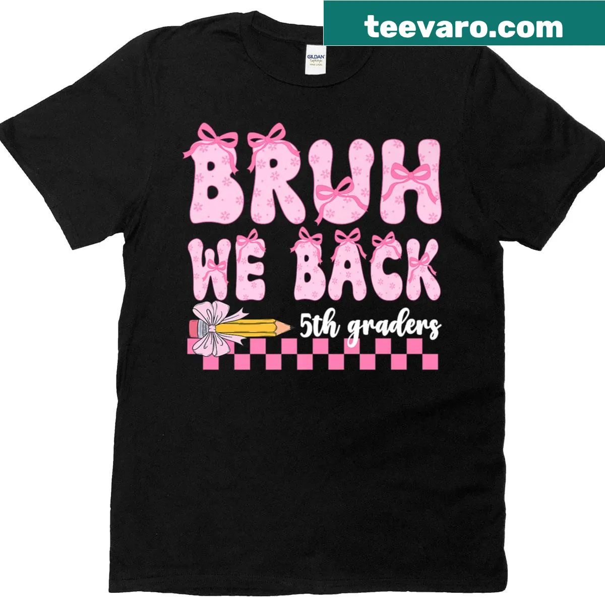 Funny 5th graders graphic T-shirt with a bow design — on a men's t-shirt