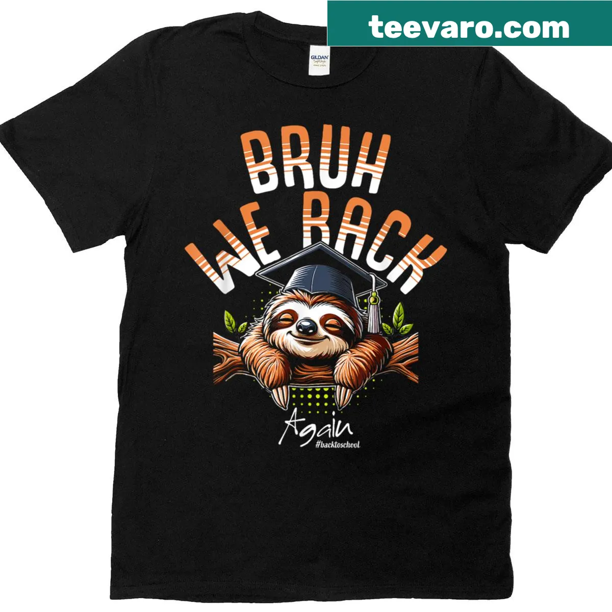 Funny sloth graphic on a back-to-school T-shirt — on a men's t-shirt