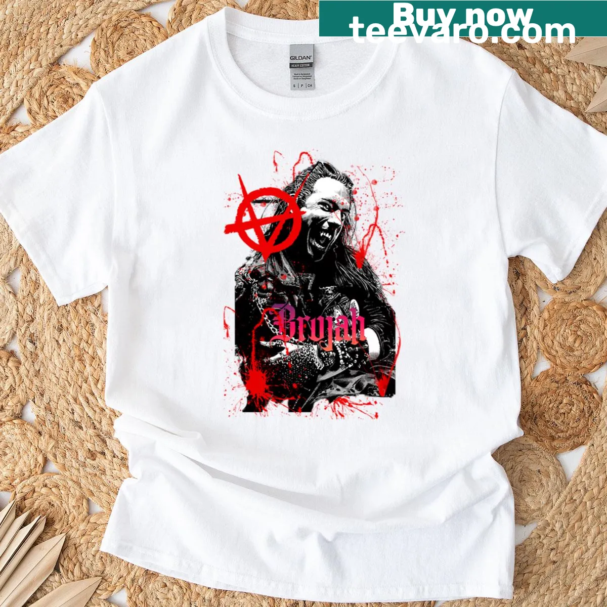 Brujah Anarch t-shirt featuring bold, rebellious graphics — on a men's t-shirt