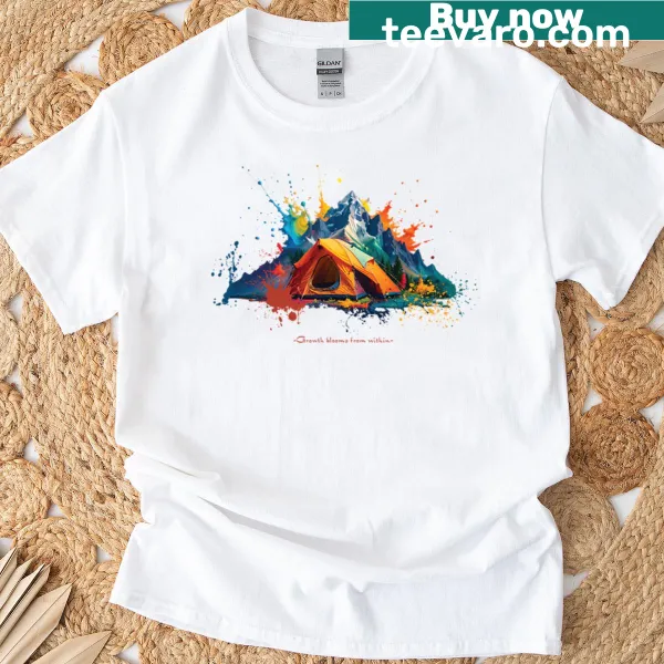 Camping scene with mountains and tents illustration