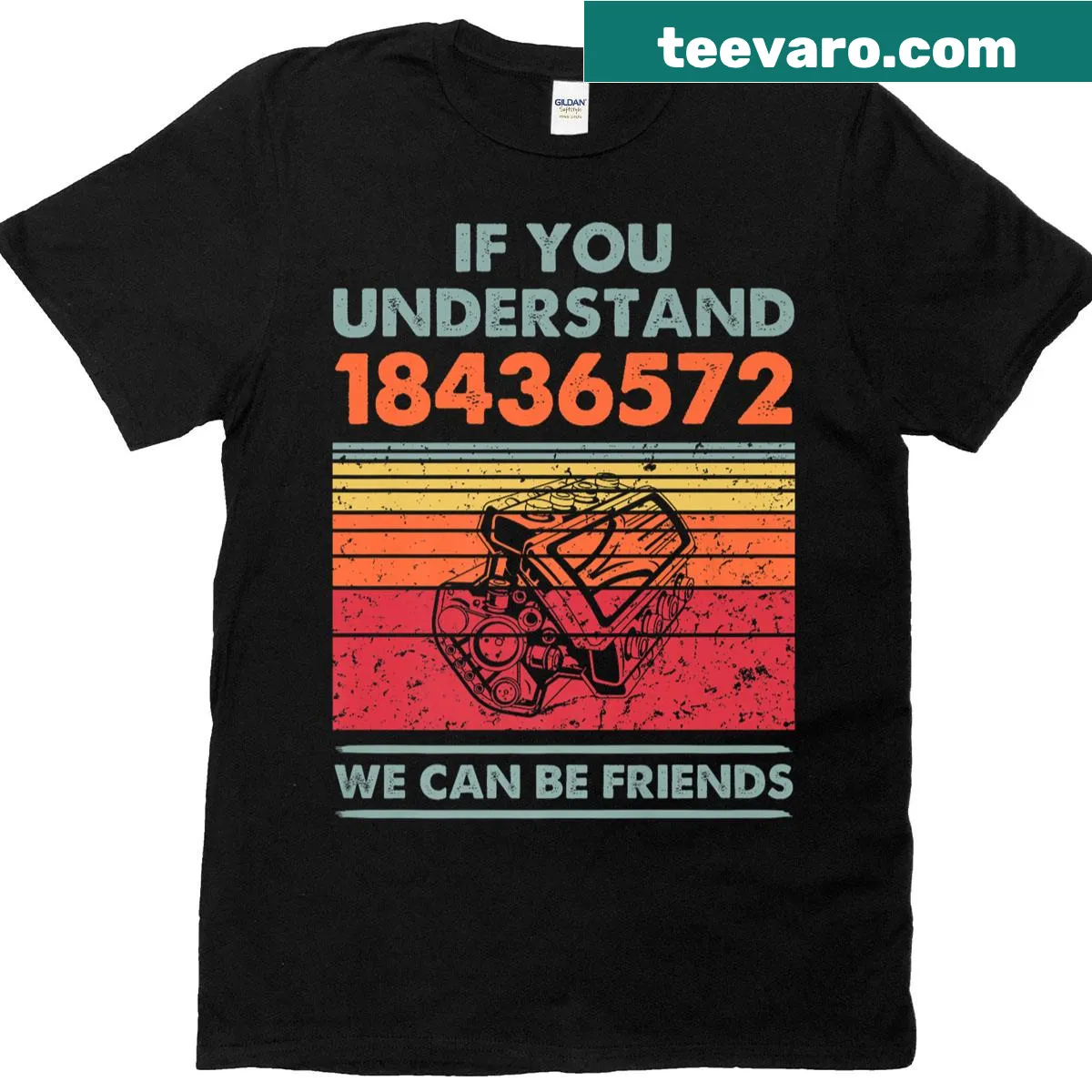 Car mechanic t-shirt with engine design — on a men's t-shirt