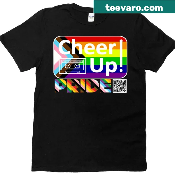 Illustrated Cheer Up Pride T-shirt with cheerful motifs
