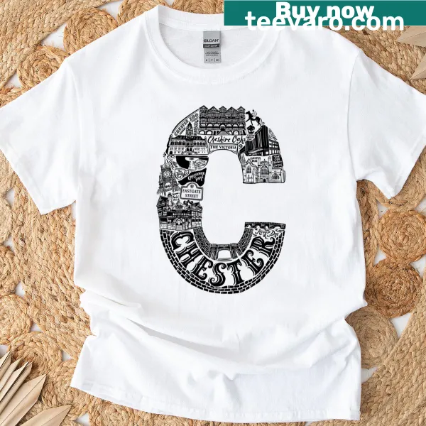 Minimalist Chester lettering on a stylish T-shirt