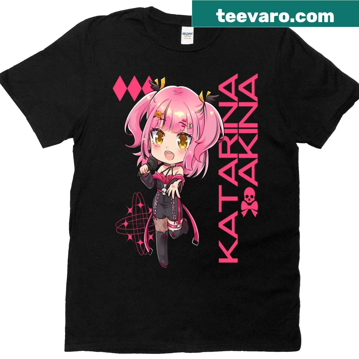 Chibi graphic t-shirt featuring Katarina from animated tales — on a men's t-shirt