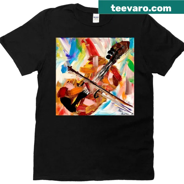 Abstract violin-inspired graphic on a creative t-shirt