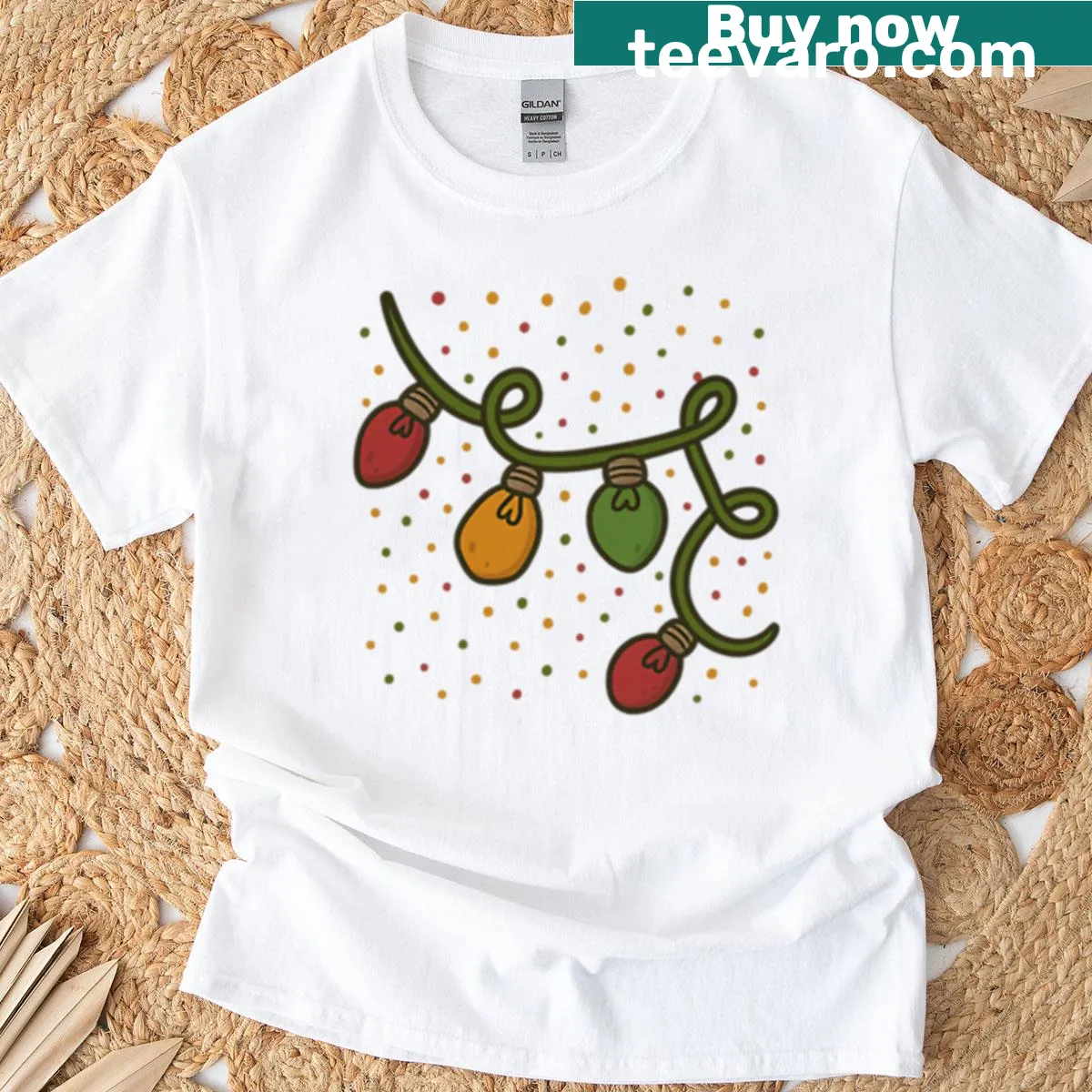 Cute doodle of Christmas lights for holiday spirit — on a men's t-shirt