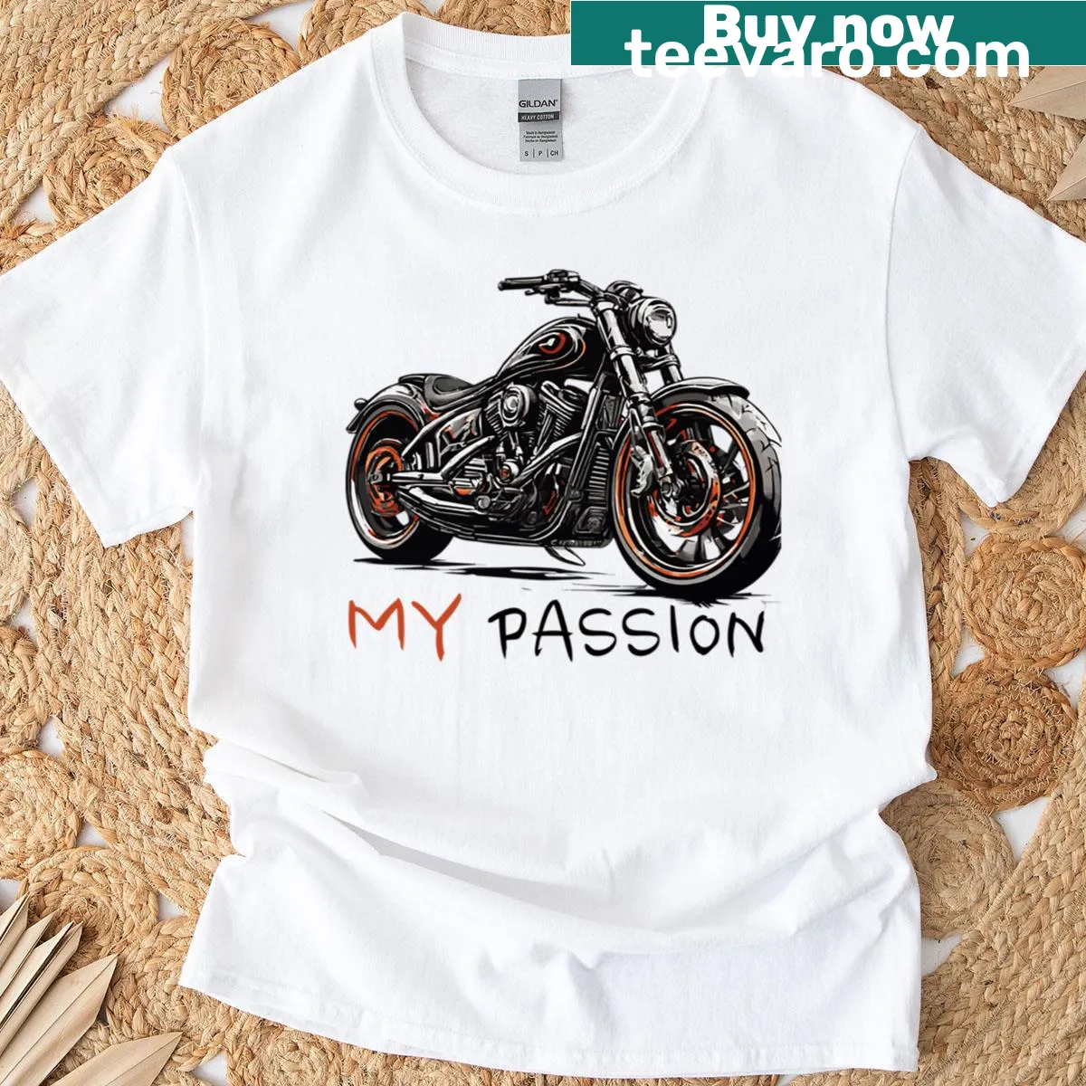 T-shirt with customizable motorcycle rider illustration — on a men's t-shirt