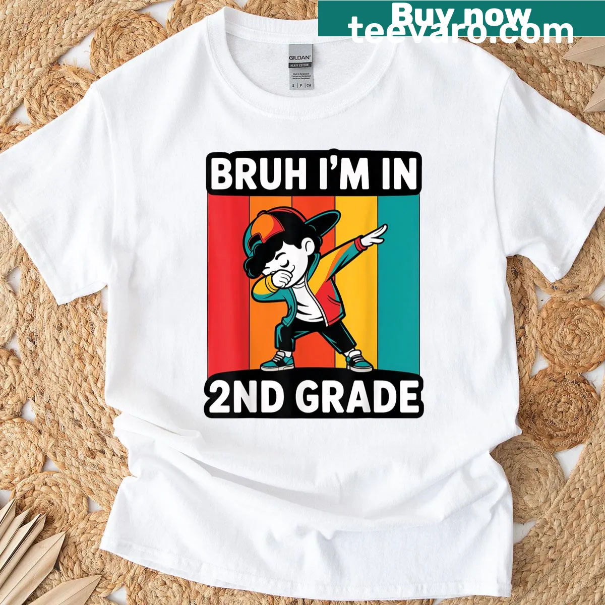 Funny dabbing boy graphic with text for a t-shirt — on a men's t-shirt