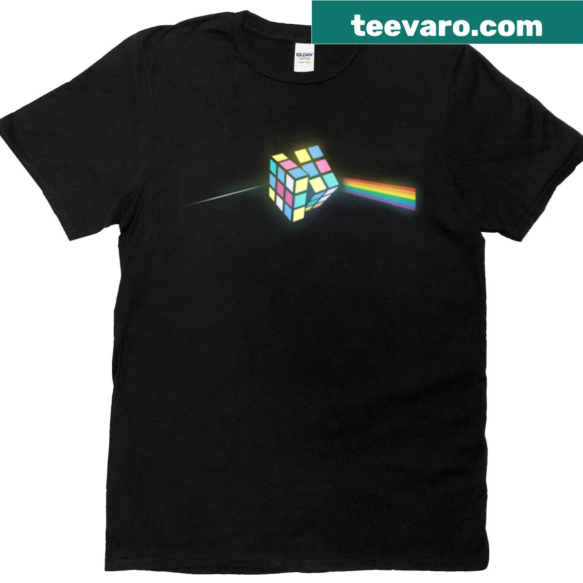 Graphic tee featuring a dark side cube design, perfect for art lovers — on a men's t-shirt