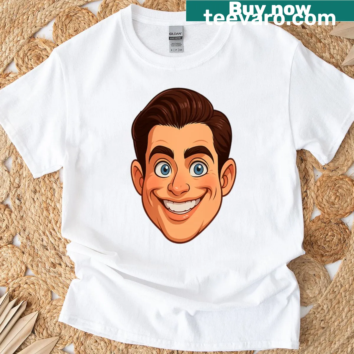 Caricature of David Corenswet on a playful T-shirt — on a men's t-shirt
