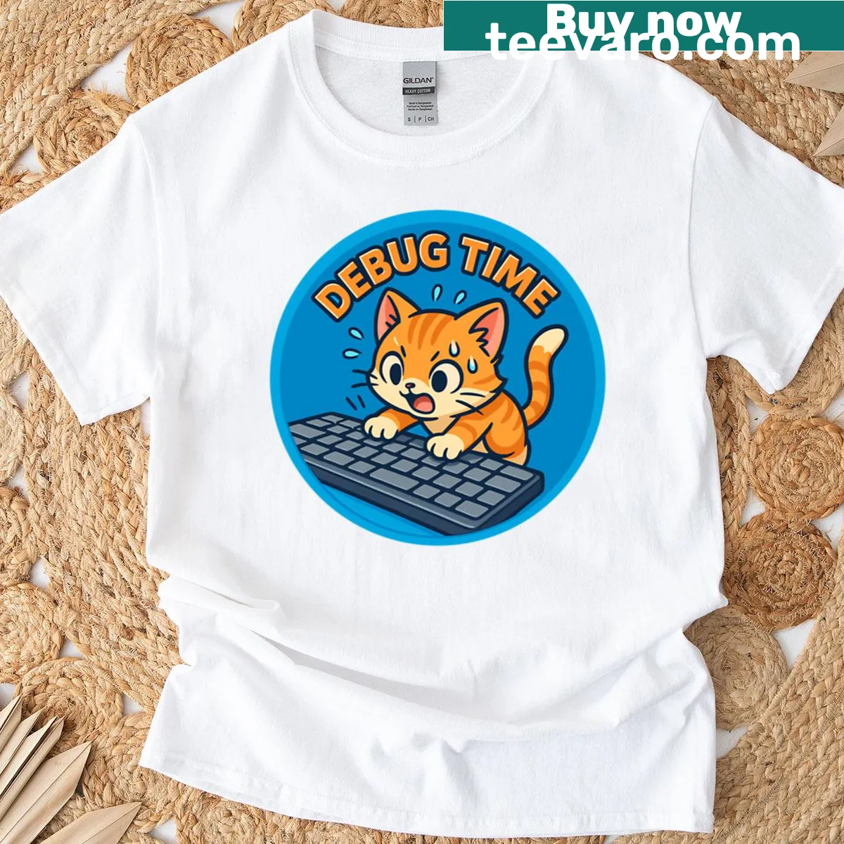 Funny coding cat graphic design on a t-shirt — on a men's t-shirt