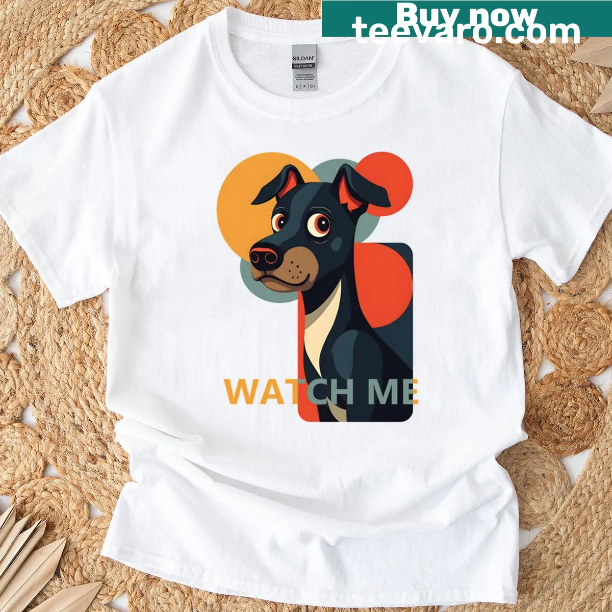 Abstract art of a dog's face on a playful T-shirt — on a men's t-shirt