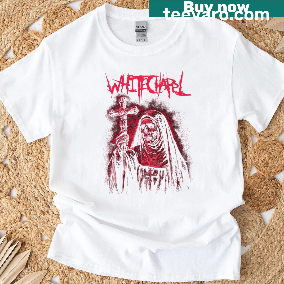 Bold text 'Duk Fat' on Whitechapel band T-shirt — on a men's t-shirt