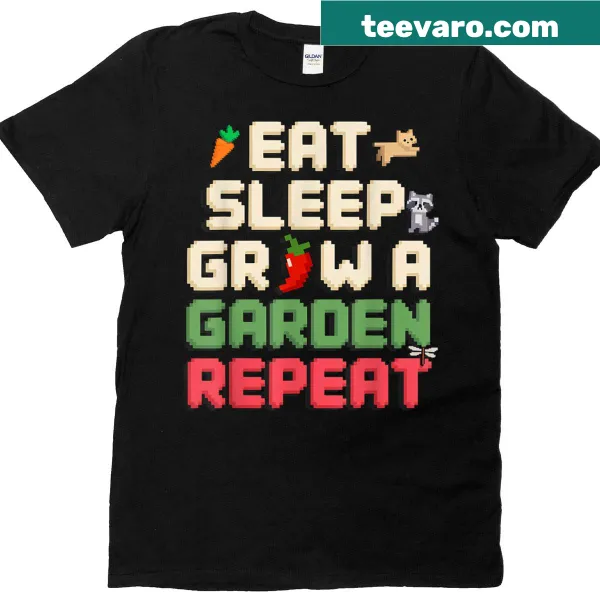 Funny Pixel Art Gamer Gardening T-shirt with gardening phrase