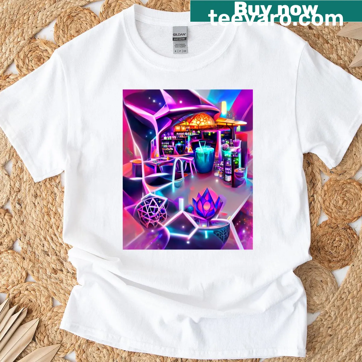 Simple electric blue T-shirt with minimal design. — on a men's t-shirt